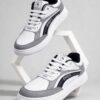 Henry Castle & Co Men’s Chunky Sole White & Grey Sneakers | Grip-Enhanced Lace-Up Shoes for Street & Daily Wear