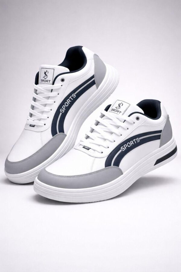 Henry Castle & Co Men’s Chunky Sole White & Grey Sneakers | Grip-Enhanced Lace-Up Shoes for Street & Daily Wear