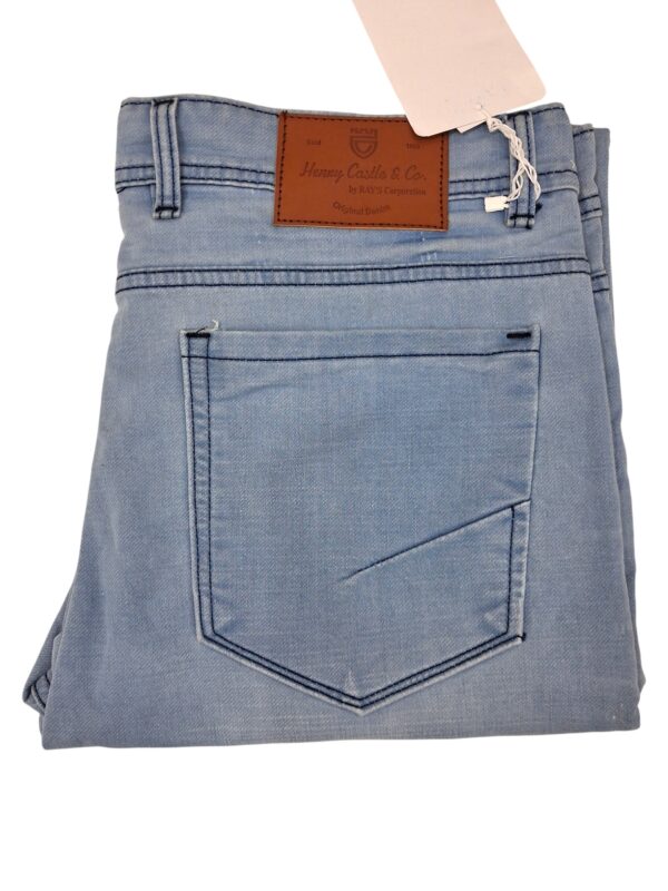 Henry Castle & Co Men’s Slim Fit Light Sky Blue Stretch Jeans | Clean Minimal Denim for Casual & Summer Wear