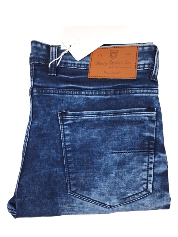 Henry Castle & Co Men’s Slim Fit Urban Blue Washed Stretch Jeans | Textured Denim for Modern Casual Wear