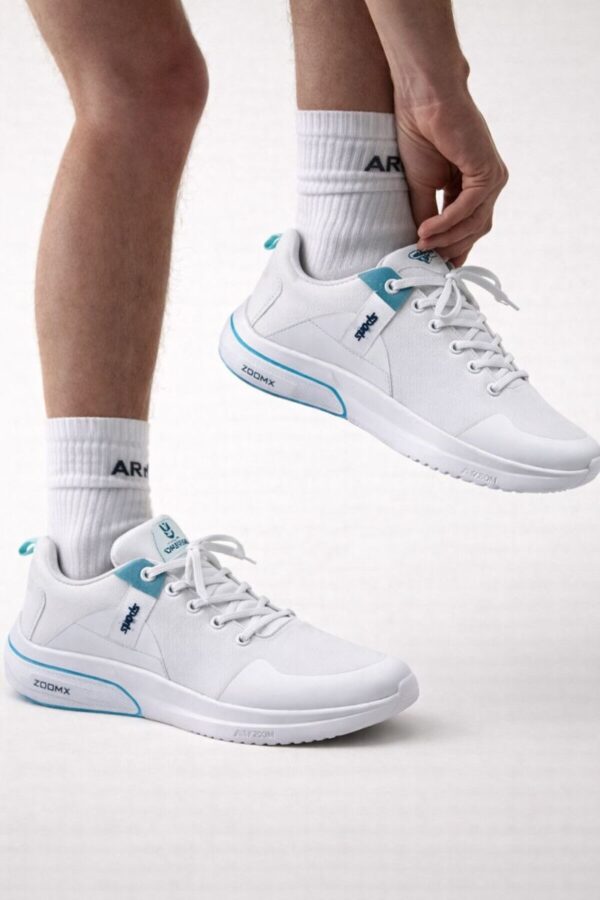 Henry Castle & Co Men’s Lightweight White Sports Sneakers | Cushioned Lace-Up Shoes for Walking, Training & Daily Wear