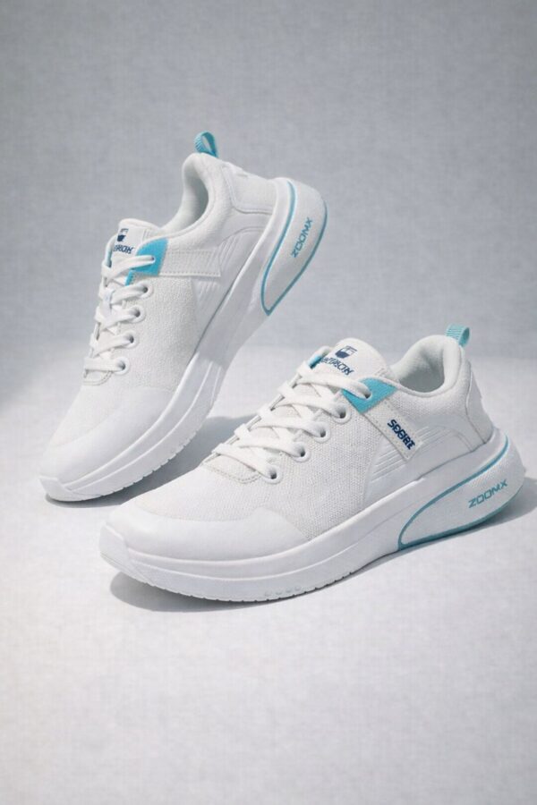 Henry Castle & Co Men’s Lightweight White Sports Sneakers | Cushioned Lace-Up Shoes for Walking, Training & Daily Wear