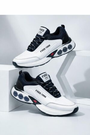 Henry Castle & Co Men’s Performance White & Grey Sports Sneakers | Cushioned Lace-Up Shoes for Walking, Training & Daily Wear