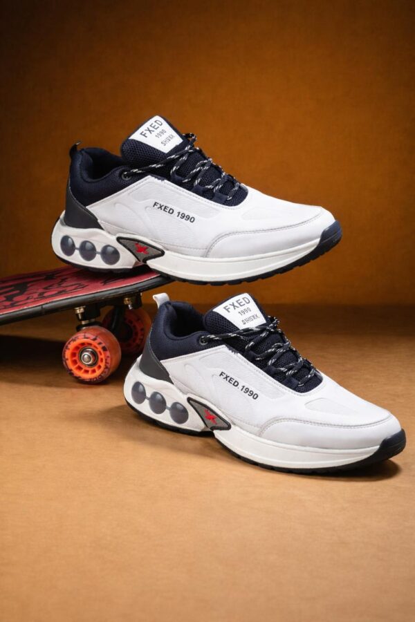 Henry Castle & Co Men’s Performance White & Grey Sports Sneakers | Cushioned Lace-Up Shoes for Walking, Training & Daily Wear