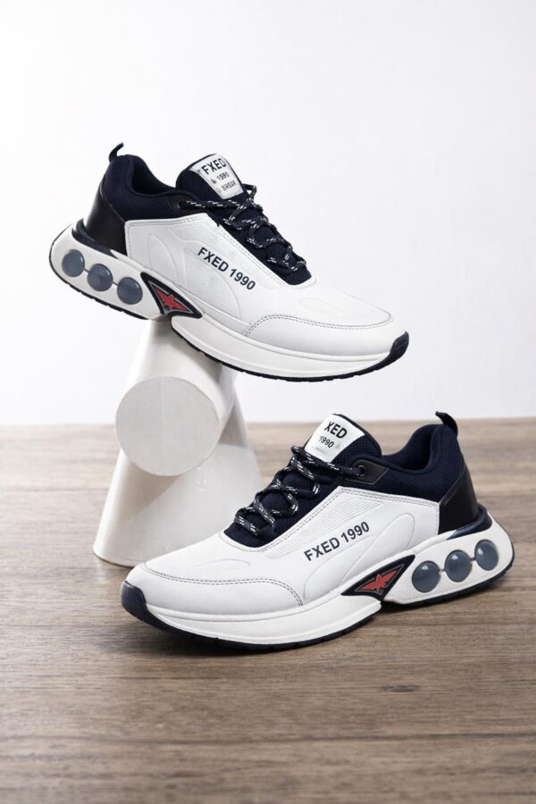 Henry Castle & Co Men’s Performance White & Grey Sports Sneakers | Cushioned Lace-Up Shoes for Walking, Training & Daily Wear