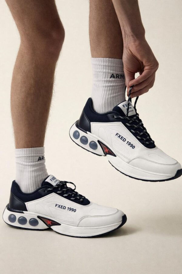 Henry Castle & Co Men’s Performance White & Grey Sports Sneakers | Cushioned Lace-Up Shoes for Walking, Training & Daily Wear