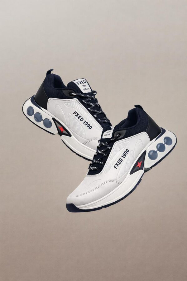 Henry Castle & Co Men’s Performance White & Grey Sports Sneakers | Cushioned Lace-Up Shoes for Walking, Training & Daily Wear