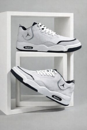 Henry Castle & Co Men’s Grey & White Lace-Up Sneakers | Contrast Panel Casual Shoes for Street & Daily Wear