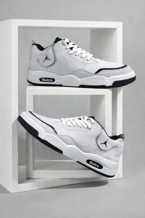 Henry Castle & Co Men’s Grey & White Lace-Up Sneakers | Contrast Panel Casual Shoes for Street & Daily Wear