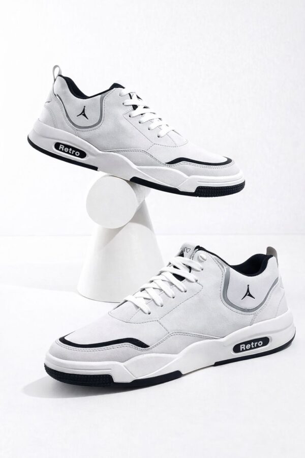 Henry Castle & Co Men’s Grey & White Lace-Up Sneakers | Contrast Panel Casual Shoes for Street & Daily Wear