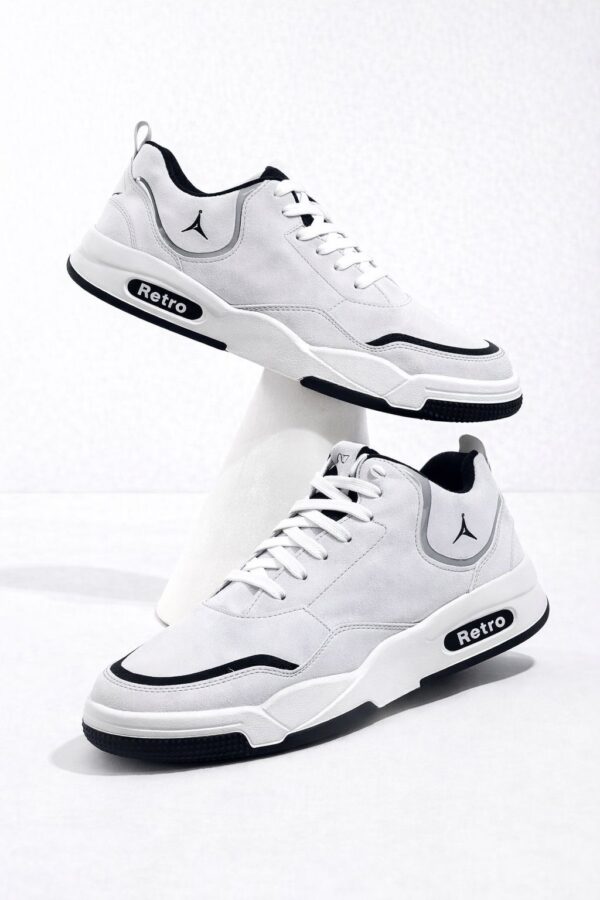 Henry Castle & Co Men’s Grey & White Lace-Up Sneakers | Contrast Panel Casual Shoes for Street & Daily Wear