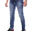 Henry Castle & Co Men’s Slim Fit Faded Blue Stretch Jeans | Modern Washed Denim for Casual & Street Wear