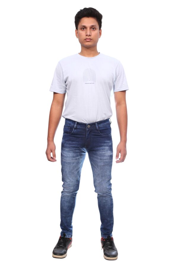 Henry Castle & Co Men’s Slim Fit Faded Blue Stretch Jeans | Modern Washed Denim for Casual & Street Wear