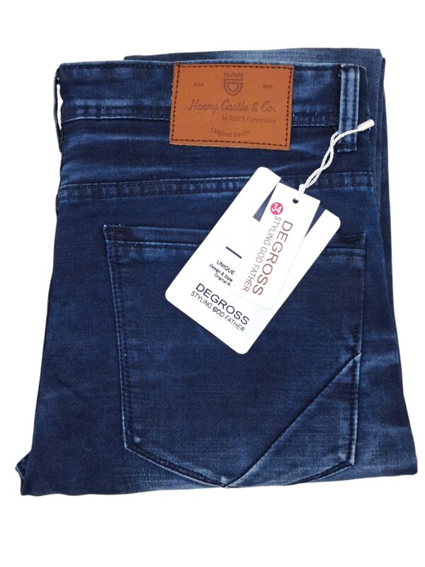 Henry Castle & Co Men’s Slim Fit Faded Blue Stretch Jeans | Modern Washed Denim for Casual & Street Wear