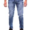 Henry Castle & Co Men’s Slim Fit Ice Blue Washed Stretch Jeans | Trendy Faded Denim for Casual Wear