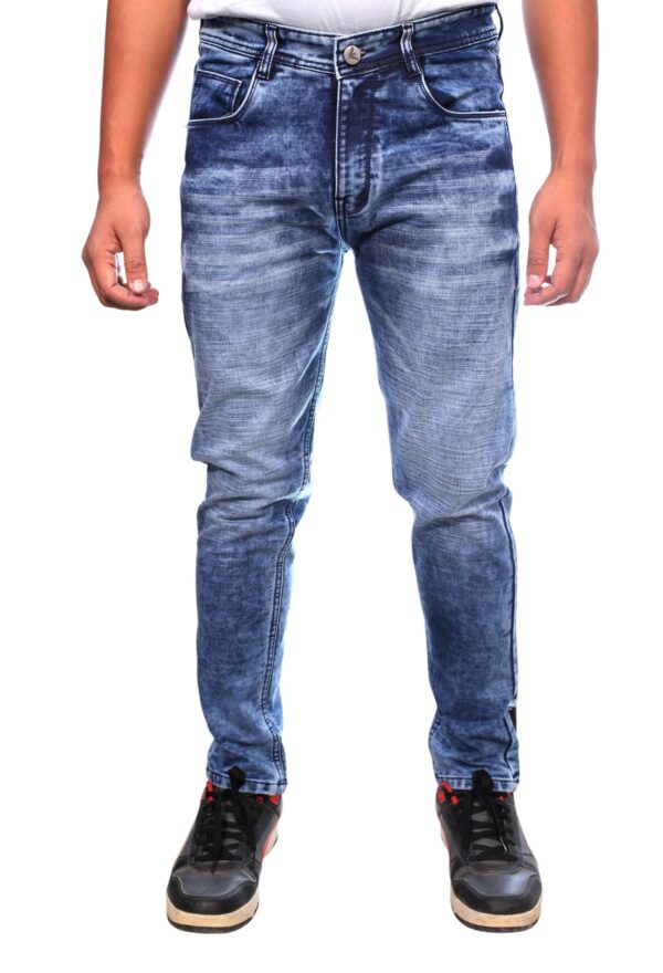 Henry Castle & Co Men’s Slim Fit Ice Blue Washed Stretch Jeans | Trendy Faded Denim for Casual Wear