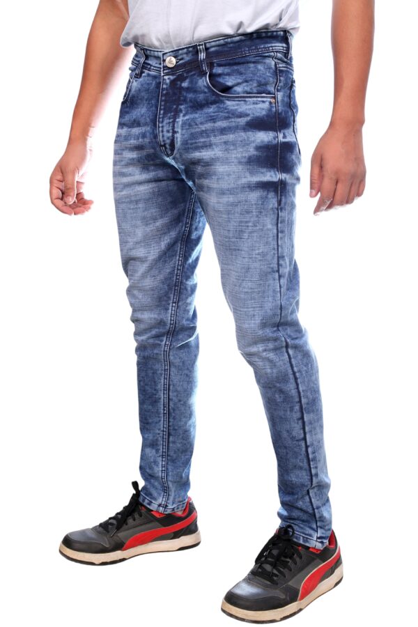 Henry Castle & Co Men’s Slim Fit Ice Blue Washed Stretch Jeans | Trendy Faded Denim for Casual Wear