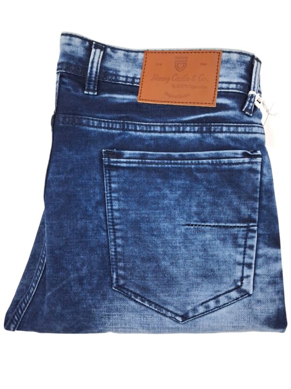 Henry Castle & Co Men’s Slim Fit Ice Blue Washed Stretch Jeans | Trendy Faded Denim for Casual Wear