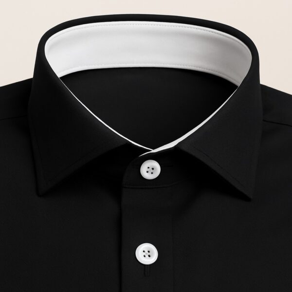 Henry Castle & Co Men’s Black Cotton Shirt with White Cuffs & Collar | Contrast Formal Casual Shirt