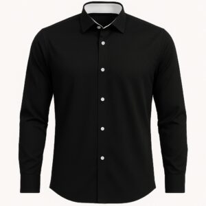 HCC-WM-BW Henry Castle & Co Men’s Black Cotton Shirt with White Cuffs & Collar | Contrast Formal Casual Shirt