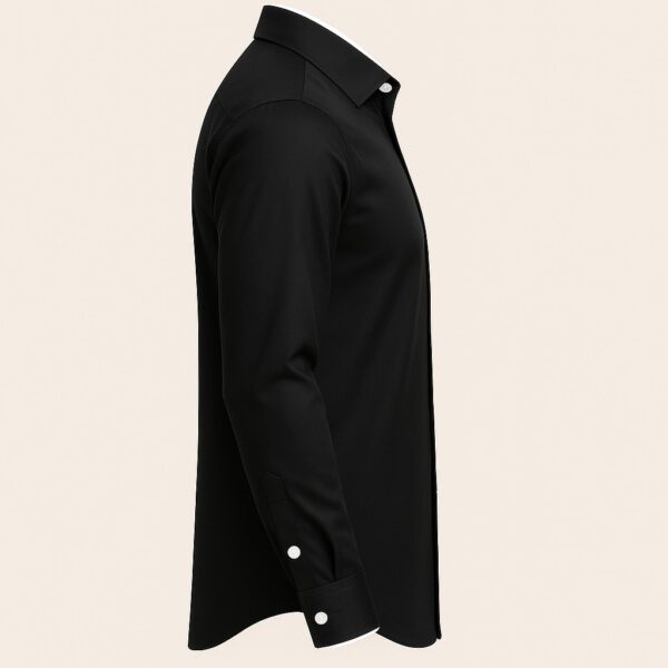 Henry Castle & Co Men’s Black Cotton Shirt with White Cuffs & Collar | Contrast Formal Casual Shirt