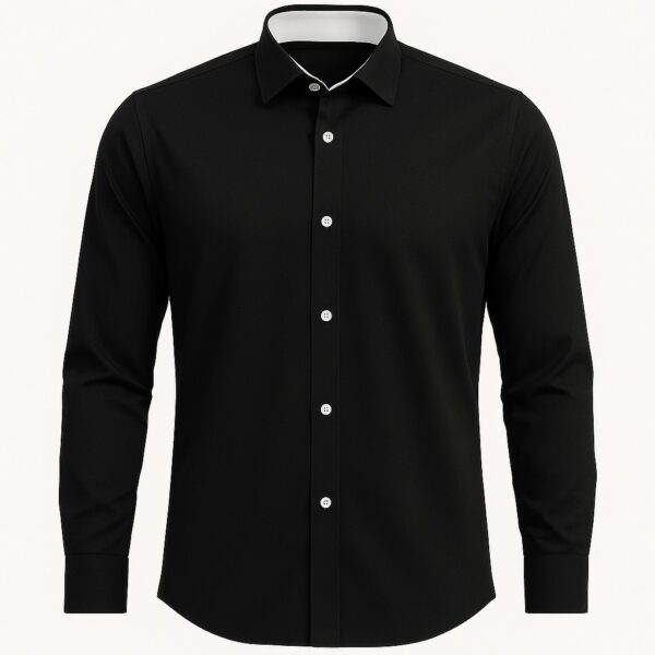 Henry Castle & Co Men’s Black Cotton Shirt with White Cuffs & Collar | Contrast Formal Casual Shirt