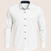 Henry Castle & Co Men’s White Cotton Shirt with Black Cuffs & Collar | Contrast Formal Casual Shirt