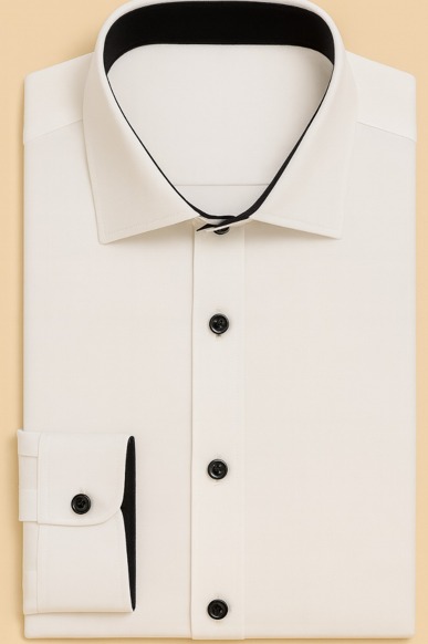 Henry Castle & Co Men’s White Cotton Shirt with Black Cuffs & Collar | Contrast Formal Casual Shirt