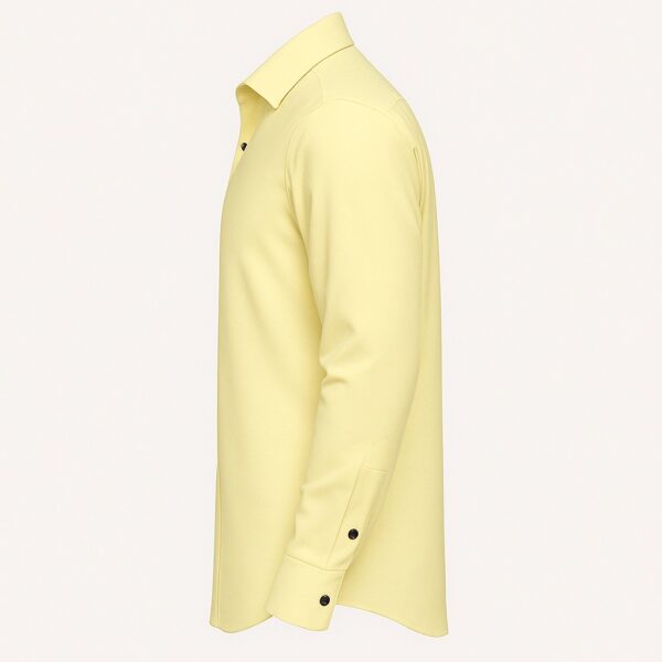 HCC-WM-YL (3) Henry Castle & Co Men’s Light Yellow Cotton Shirt | Solid Smart Casual Shirt for Office & Daily Wear