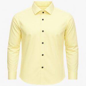 Henry Castle & Co Men’s Light Yellow Cotton Shirt | Solid Smart Casual Shirt for Office & Daily Wear
