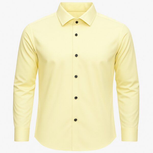 HCC-WM-YL Henry Castle & Co Men’s Light Yellow Cotton Shirt | Solid Smart Casual Shirt for Office & Daily Wear