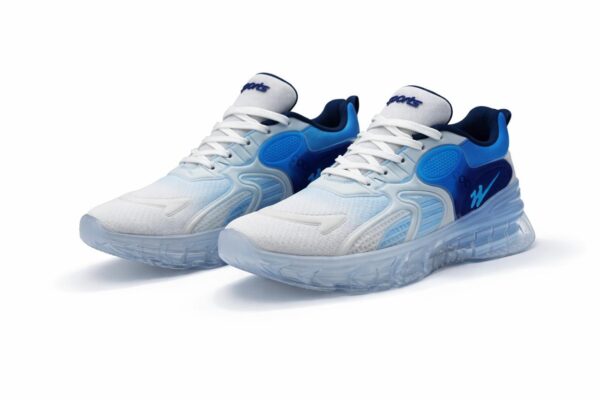 Henry Castle & Co Men’s Air-Cushion Sports Sneakers | Lightweight White & Blue Running Shoes with Shock Absorption