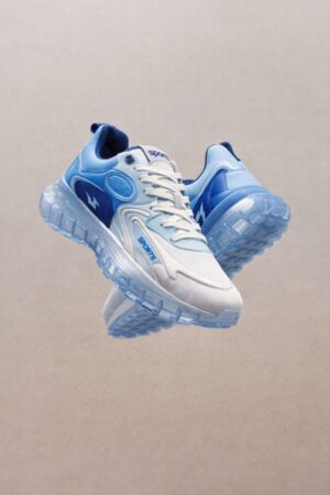 Henry Castle & Co Men’s Air-Cushion Sports Sneakers | Lightweight White & Blue Running Shoes with Shock Absorption