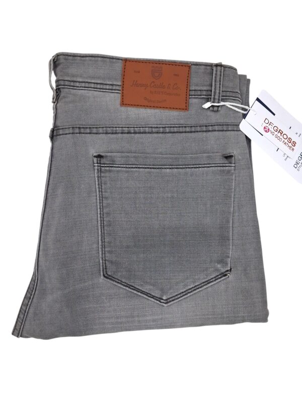 Henry Castle & Co Men’s Slim Fit Light Grey Stretch Jeans | Clean Washed Denim for Casual & Office Wear