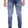 Henry Castle & Co Men’s Slim Fit Urban Blue Washed Stretch Jeans | Textured Denim for Modern Casual Wear