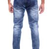 Henry Castle & Co Men’s Slim Fit Urban Blue Washed Stretch Jeans | Textured Denim for Modern Casual Wear