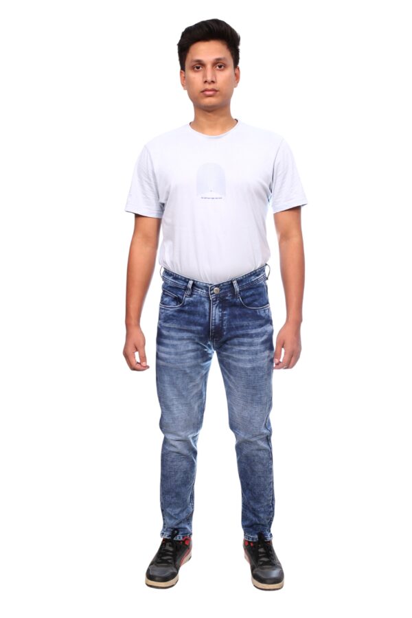 Henry Castle & Co Men’s Slim Fit Urban Blue Washed Stretch Jeans | Textured Denim for Modern Casual Wear